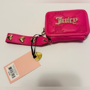Juicy Couture Pink Key Card Holder with Metallic Accents